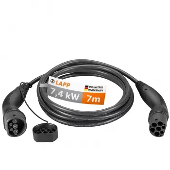 LAPP MOBILITY Type 2 elektriauto laadimiskaabel, 7,4 kW, 7 m, must 61783