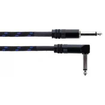 Cordial 14780 instrumendikaabel 3 m – 6,3 mm TS Jack pistik 6,3 mm TS Jack pistikule, must/sinine tekstiilkattega