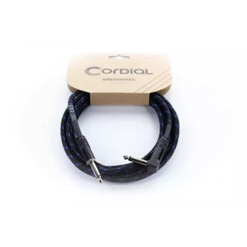 Cordial 14780 instrumendikaabel 3 m – 6,3 mm TS Jack pistik 6,3 mm TS Jack pistikule, must/sinine tekstiilkattega