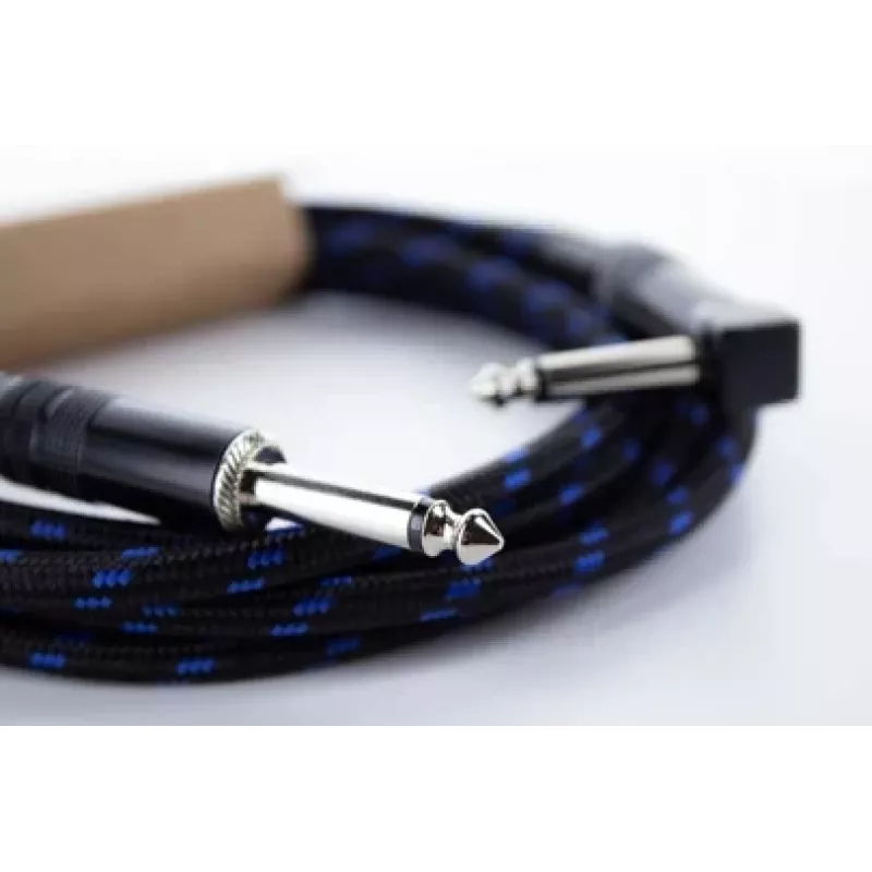 Cordial 14780 instrumendikaabel 3 m – 6,3 mm TS Jack pistik 6,3 mm TS Jack pistikule, must/sinine tekstiilkattega