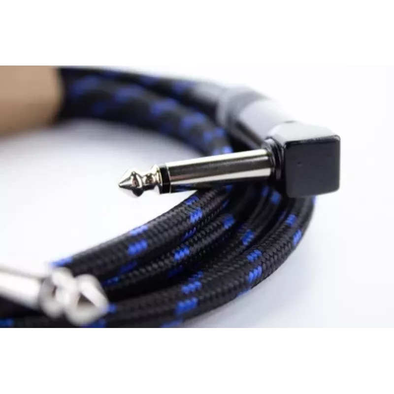 Cordial 14780 instrumendikaabel 3 m – 6,3 mm TS Jack pistik 6,3 mm TS Jack pistikule, must/sinine tekstiilkattega