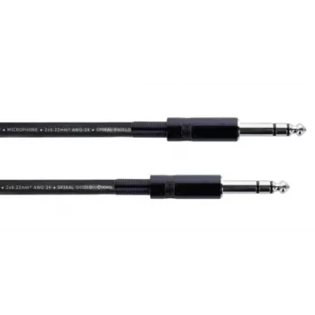 Cordial 14816 stereofooniline jack-helikaabel 6,3 mm TRS - 6,3 mm TRS, 1,5 m, must, keerdpaar, PVC