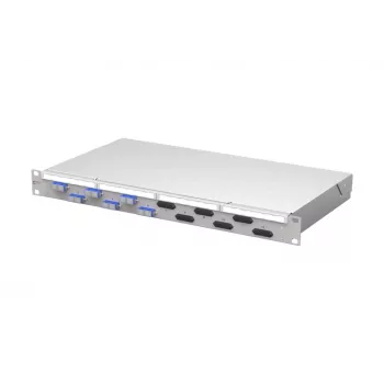 METZ CONNECT VIK 6xSC-D OS2 fiiberoptiline patch-paneel, 1U rack-kinnitus, 12 fiibrit, ühemoodiline, helehall 150450E206-F
