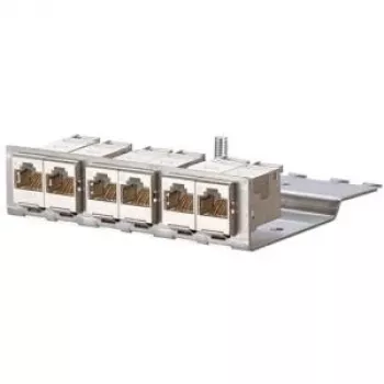 METZCONNECT BTR E-DATmodul 6x88 1U CAT6 patch-paneel 6 varjestatud RJ45 mooduliga, integreeritud kaablihaldus ja tõmbekaitse 130922-03-E