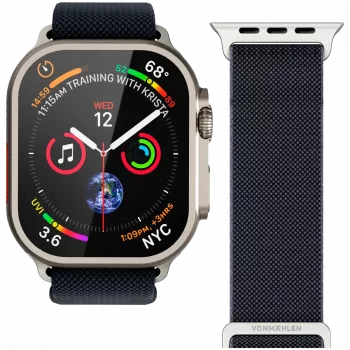 VONMÄHLEN Classic Nylon Loop kellarihm Apple Watchile 44/45/46/49mm, tumesinine, üks suurus
