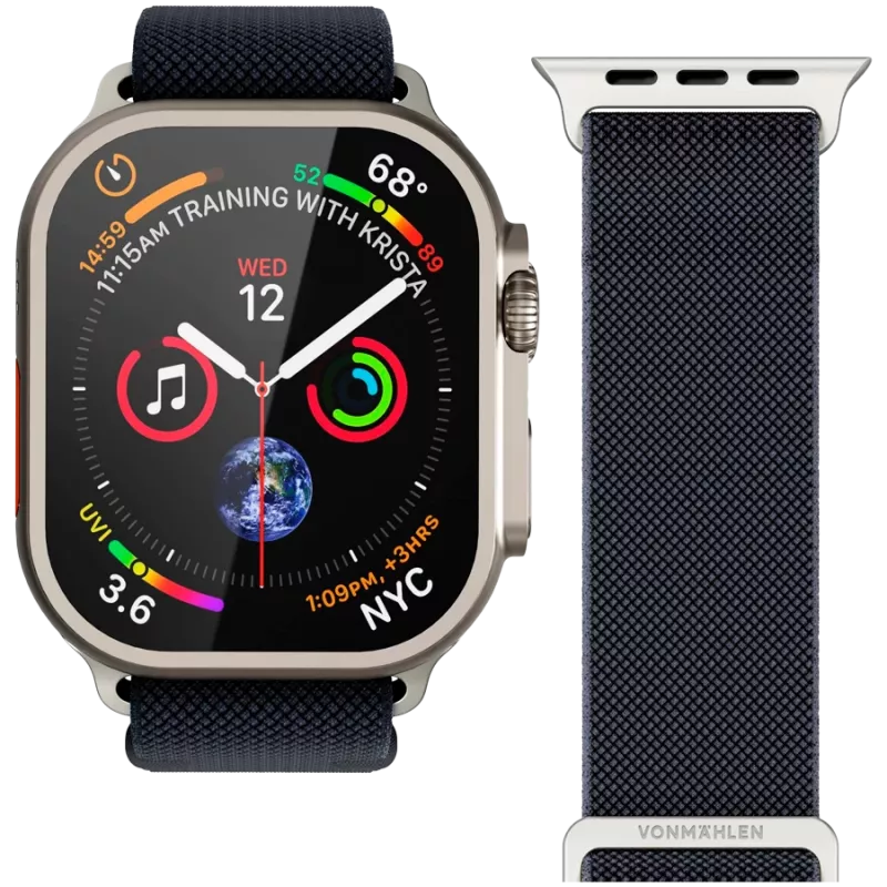 VONMÄHLEN Classic Nylon Loop kellarihm Apple Watchile 44/45/46/49mm, tumesinine, üks suurus