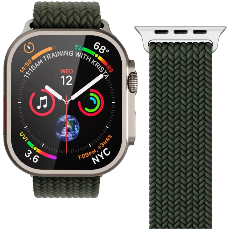 VONMÄHLEN kootud silmus Apple Watchile 44/45/46/49mm, oliiv