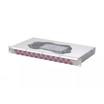 METZ CONNECT 24-porti LC-Duplex OM4 fiiberoptiline patch-paneel splaissimisega, 1U 19-tolline rack-kinnitus, helehall 1504577524-E