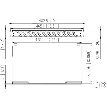 METZ CONNECT 24-porti LC-Duplex OM4 fiiberoptiline patch-paneel splaissimisega, 1U 19-tolline rack-kinnitus, helehall 1504577524-E