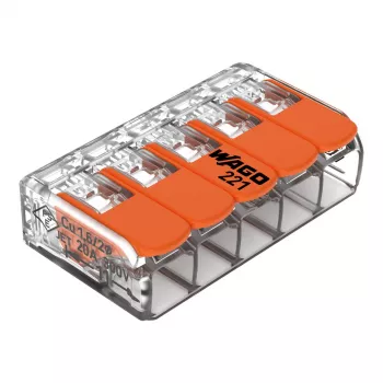 WAGO 221-415 COMPACT ühendusliitmik 5 juhile 4 mm², 25 tk pakk