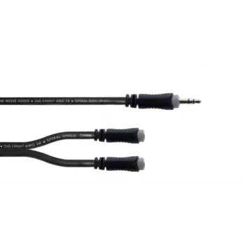Cordial 14883 3,5 mm stereo Y-adapterkaabel, 1x jack isane - 2x jack emane, 0,3 m, must