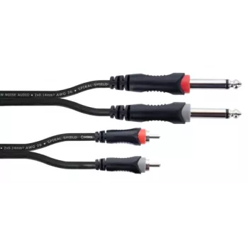 Cordial 14840 Helikaabel 6,3 mm Mono Jack - RCA 1,5 m Must