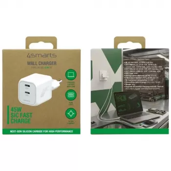 4smarts PDPlug SiC Dual 45W 2C valge seinatavalaadija