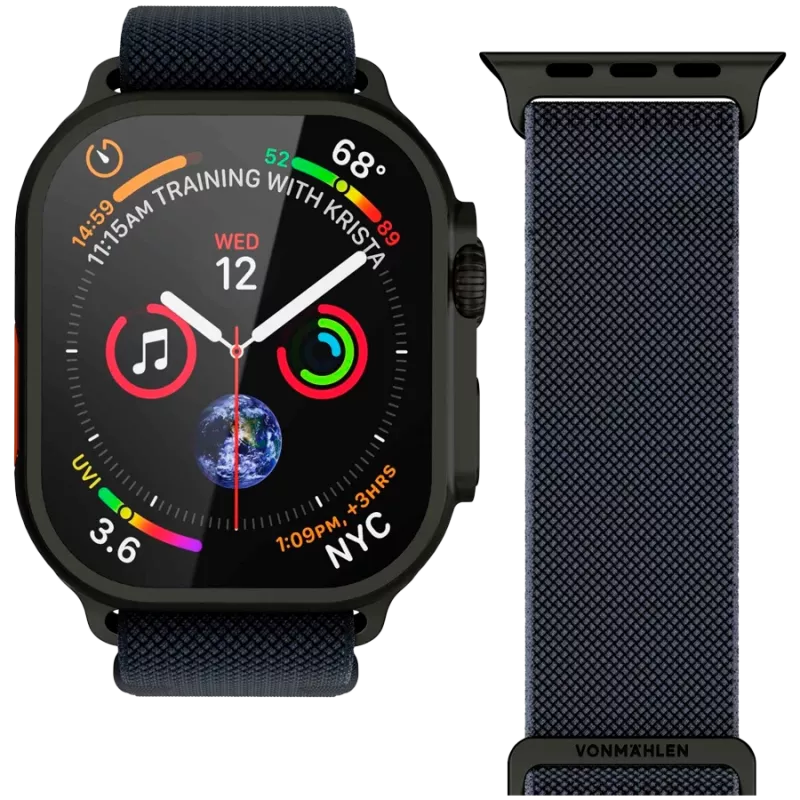 VONMÄHLEN Classic Nylon Loop Apple Watchile 38/40/41mm, Navy Black
