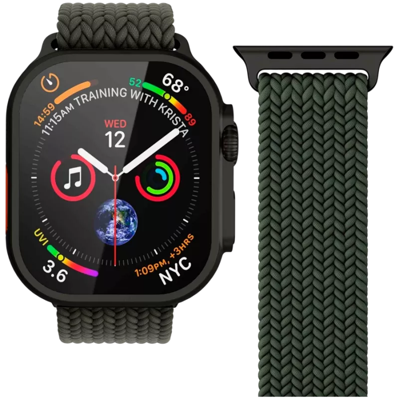 VONMÄHLEN kootud aas Apple Watchile 44/45/46/49mm, oliivmust