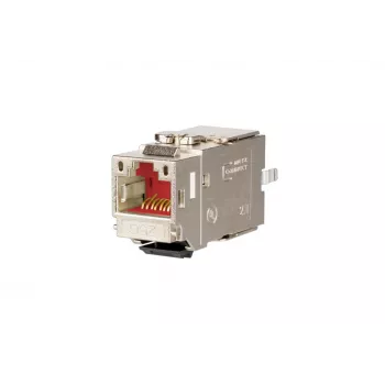 METZ CONNECT C6Amodul K 180° 25G Keystone Jack, varjestatud, Cat.6A, 25 Gigabit Ethernet, tööriistavaba IDC, tsinkvalu, GHMT sertifitseeritud 130B21-25-E