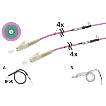 METZ CONNECT OpDAT VIK universaalne kaabel 4xOM4 LC-LC 50m tõmbeabiga IP50 152U047JJ5050G