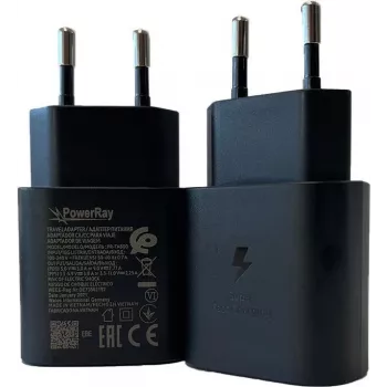 PowerRay PR-TA800EBE 18W USB-C PD seinatavalaadija, EU 2-pin, must, hulgipakend