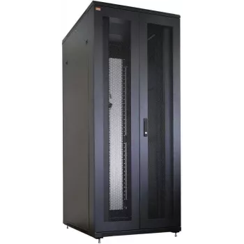 IT-BUDGET 19 inch Server Rack SRK Täiskomplekt 42U 800x1000 mm Perforeeritud Topeltuksed Ees ja Taga 4 Aktiivset Ventilaatorit PDU Riiulid Kokkupandud Must 99ITB19SRK42810DTSM