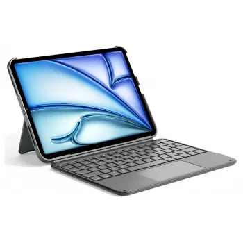 DIGISTOR HK Inateck KB04122 klaviatuurikate puuteplaadiga iPad 11 inch A16 / Air M3-M2 / Pro jaoks, eemaldatav, taustvalgustusega, QWERTZ saksa paigutus, grafiithall