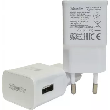 PowerRay laadija PR-TA20EWE, EU spetsifikatsioon 2-pin CE-ga, 2000mAH, valge, Bulk (PR-TA20EWE)