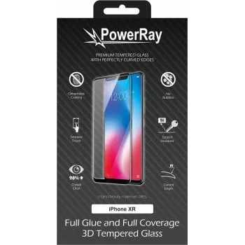 PowerRay Ultra Vastupidav 3D Full Glue Klaasist Ekraanikaitse iPhone XR-le, Must PR-3DFGIPHXRBL