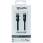 PowerRay PR-DCCL020TBK USB-C - Lightning andmekaabel, 0,2 m, tekstiilist must, blisterpakend