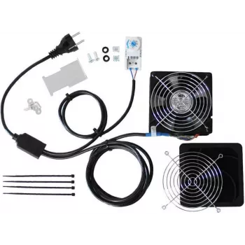 IT-BUDGET IT-kapi ventilaatorikomplekt termostaadiga, 160 m³/h, 230 V, eeljuhtmestatud, 1 ventilaator 90ITBTKD180603KTHS128