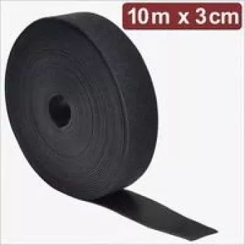 Quadrios 24CA308 takjakinnitusega teip, 10 m x 3 cm, must, isekinnituv, lõigatav, kaablite koondamiseks