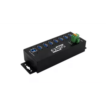 EXSYS USB 3.2 Gen1 7-pordiline tööstuslik jaotur DIN-liistu komplekti ja 15kV ESD-kaitsega (EX-1187HMVS-2)