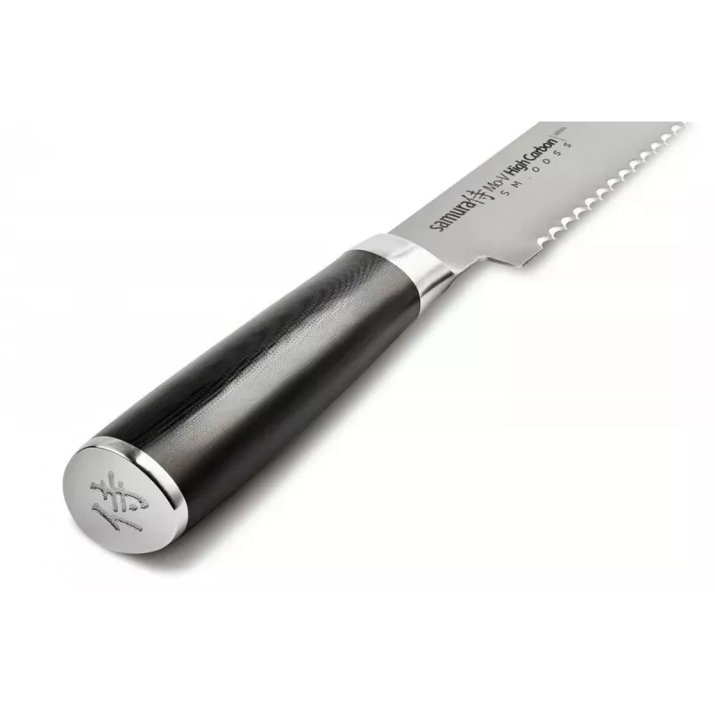 SAMURA Harakiri leivanuga 230 mm lainelise servaga, AUS-8 roostevaba teras, must ABS käepide