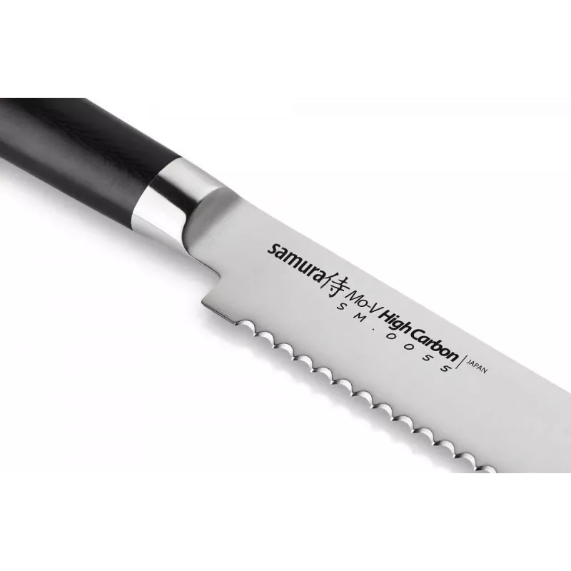 SAMURA Harakiri leivanuga 230 mm lainelise servaga, AUS-8 roostevaba teras, must ABS käepide