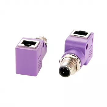 EXSYS EX-49522 M12 D-koodiga 4-pin isane RJ45 emasele 90° nurga all tööstuslik Etherneti adapter