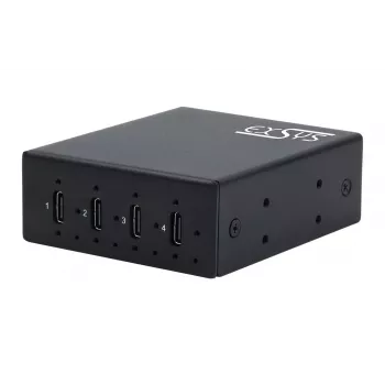 EXSYS EX-12274HMS USB 3.2 Gen 2x1 4-pordiline tööstuslik metallist jaotur, 10Gbps, 15KV ESD, seina-/DIN-siini kinnitus
