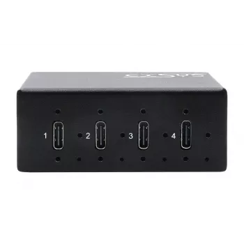 EXSYS EX-12274HMS USB 3.2 Gen 2x1 4-pordiline tööstuslik metallist jaotur, 10Gbps, 15KV ESD, seina-/DIN-siini kinnitus