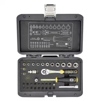 C.K Tools T4660 36-osaline 1/4 tolline meetermõõdus padrunvõtmete komplekt 72-hambalise põrkmehhanismiga ja otsakutega