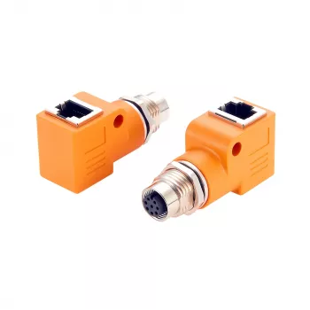EXSYS M12 A-kodeeritud 8-pin emane RJ45 emase 90° adapter EX-49503