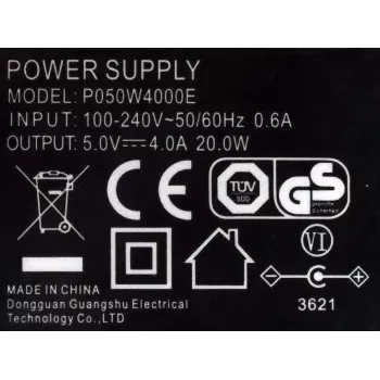 EXSYS 5V 4A 20W AC/DC toiteadapter 5,5 mm DC-pistikuga (EX-6982)