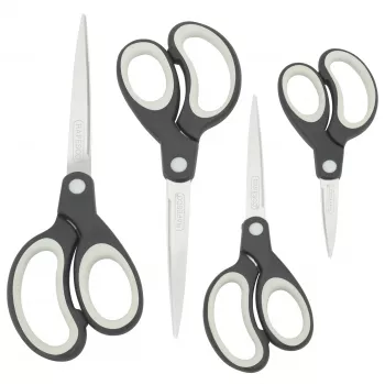 Rapesco Soft Grip Käärid Komplekt, 4 Tükki, Roostevabad Terad, Must/Hall 1574