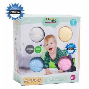 Gerardo's Toys GT7710 beebi massaaži- ja sensoorsete pallide komplekt, 4 tükki, erinevad tekstuurid ja värvid, 6+ kuud