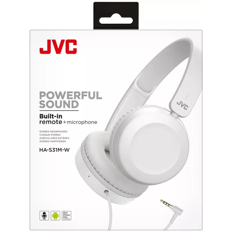 JVC juhtmega kõrvaklapid mikrofoniga, valged