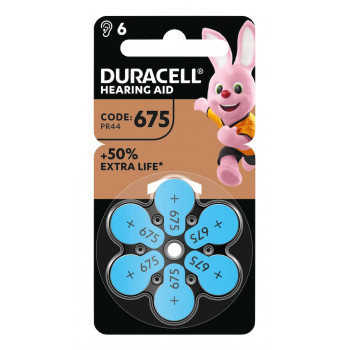 Duracell EasyTab 675 PR44 tsink-õhk kuulmisseadme patareid, 6-pakk 167346