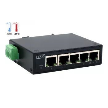 EXSYS 5-porti tööstuslik Etherneti lüliti, 10/100 Mbps, DIN-liinile, -40° kuni +75°C EX-6200-T