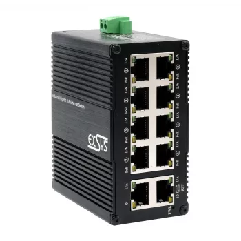 EXSYS Mini 10-porti tööstuslik Gigabit PoE+ lüliti, veebihallatav (EX-62036MPOE)