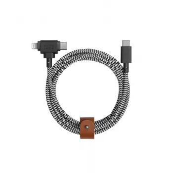 Native Union Belt Cable Duo USB-C - USB-C/Lightning punutud kaabel 1,5m must