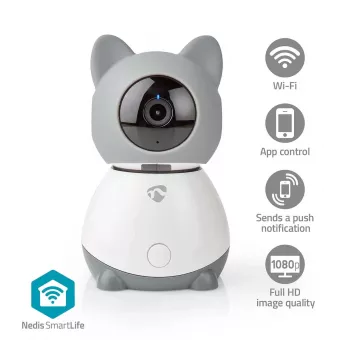 Nedis WIFICI30CGY sisetingimustes kasutatav traadita IP-valvekaamera – 720p HD, öönägemine, kahesuunaline heli