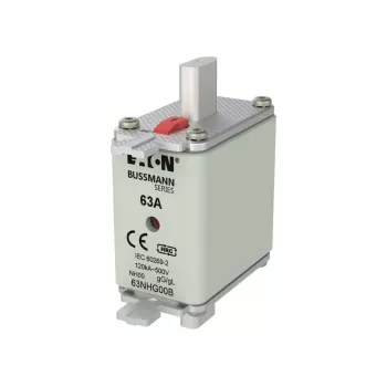 Eaton 63NHG00B NH-tüüpi sulandkaitse 63 A 500 V AC gG suurus 00 mehaanilise indikaatoriga (3 tk pakis)