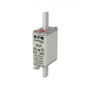 Eaton 80NHG0B NH-kaitse suurus 0, 80 A, 500 V AC, gG, mehaaniline indikaator, 3-pakk