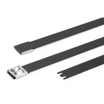 HellermannTyton MBT14XHFC-SS316/SP-BK roostevabast terasest kaablivits, kuullukk, musta polüesterkattega, 360mm x 7,9mm, UV-stabiliseeritud, 1 tk 111-00299