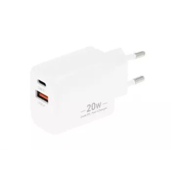 MOVANO GaN 20W USB-C PD + USB-A laadija (valge)